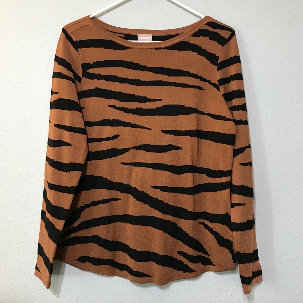 Chico's Brown and Black Striped Sweater